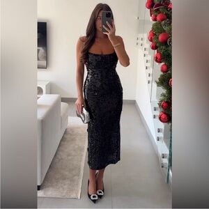 Zara Limited edition Black Sequin midi Dress